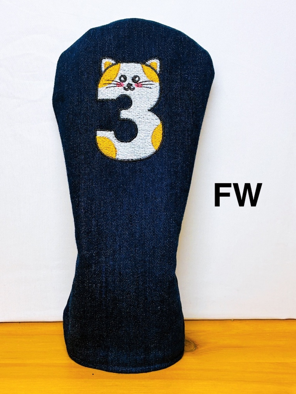 【F-416】Golf Fairway wood Head Cover Denim Jeans Handmade by Shizu